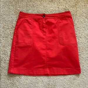 Boden Red Cotton Women's Mini Skirt with Pockets, Size 6R